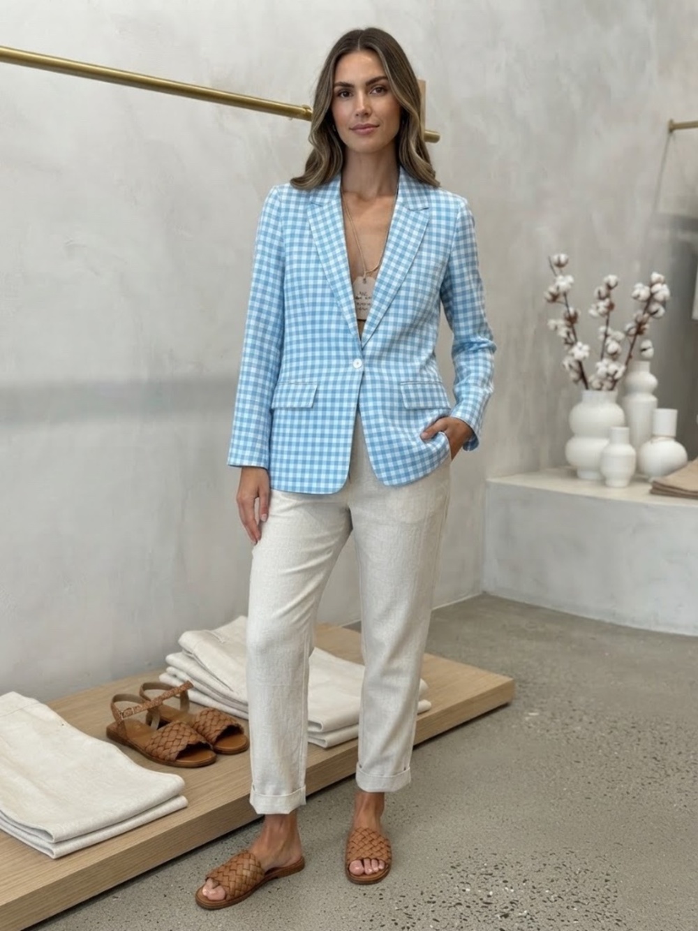 New Maje Gingham Blazer Size 10